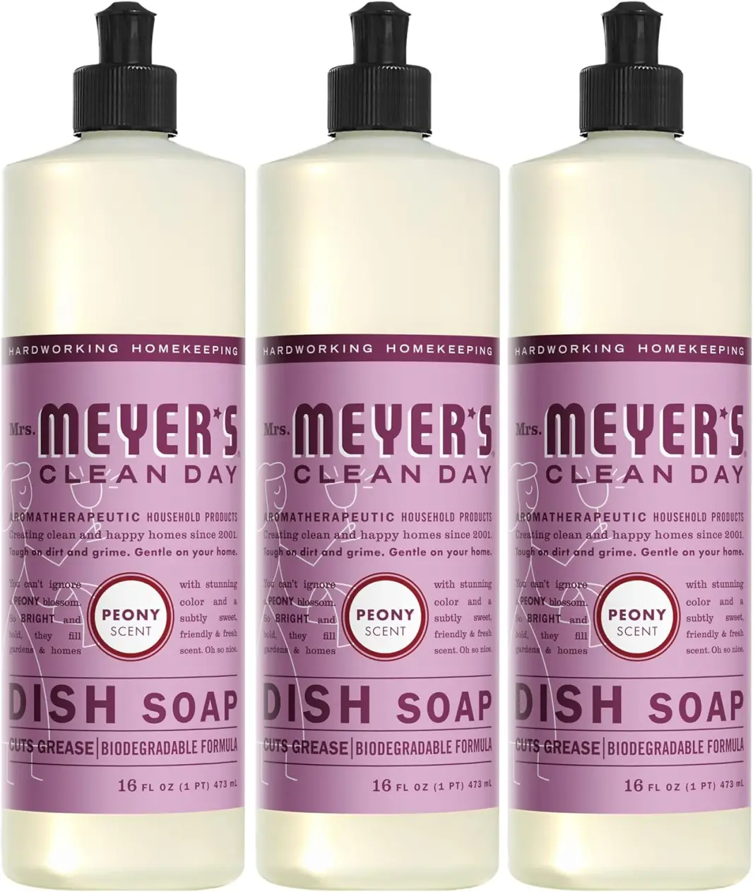 MRS. MEYER'S CLEAN DAY Liquid Dish Soap Refill, Biodegradable Formula, Honeysuckle, 48 fl. oz