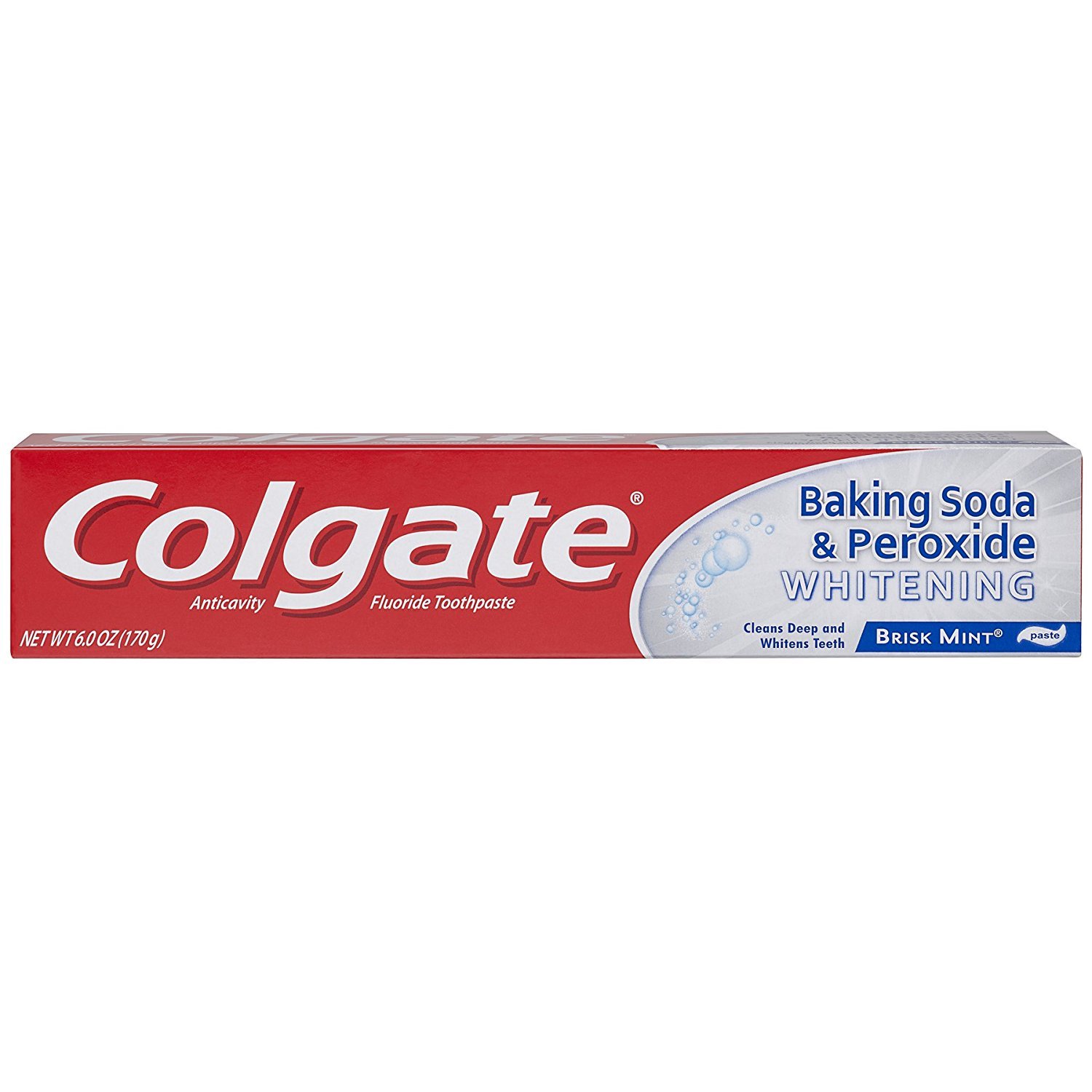 Colgate Baking Soda and Peroxide Whitening Toothpaste, Frosty Mint, 6 Ounce Tube, 6 Pack